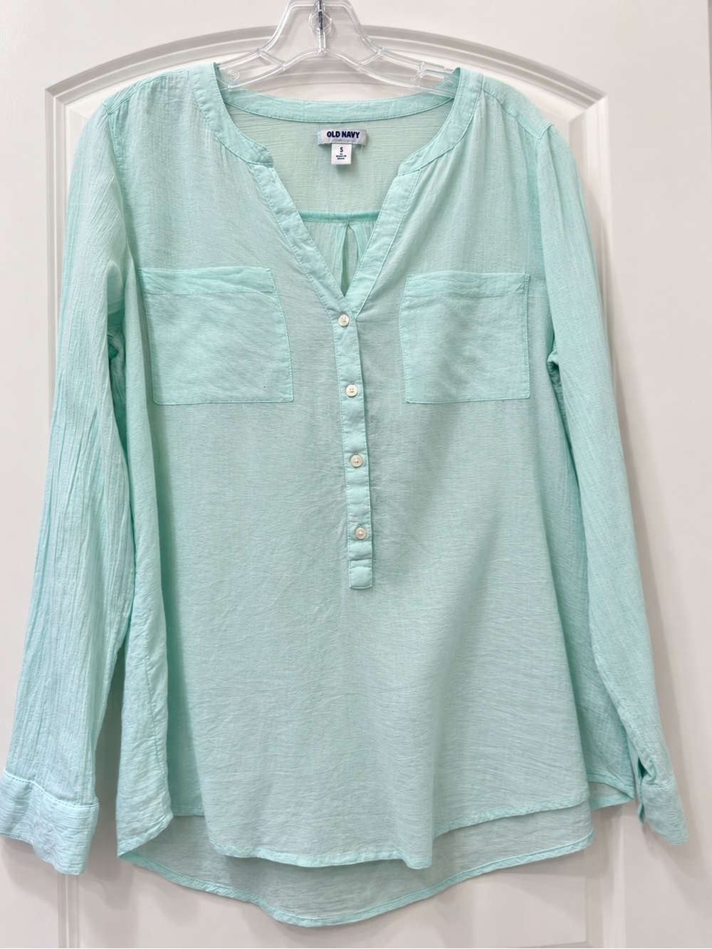 Old Navy Mint Green Cotton Popover Blouse Tunic Size Medium